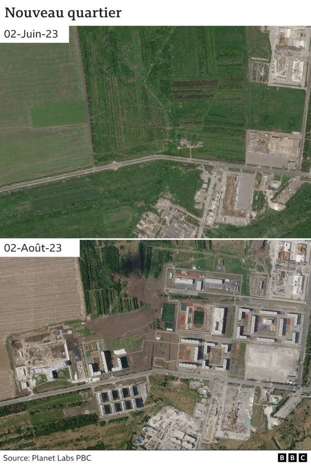 Image satellite d'un nouveau quartier à Marioupol