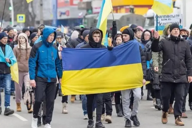 Melitopol'den bir protesto gösterisi