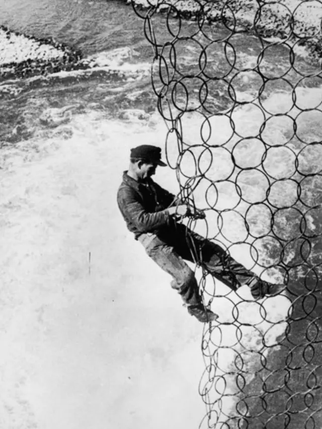 Стальная сеть перед дамбой на Мёне