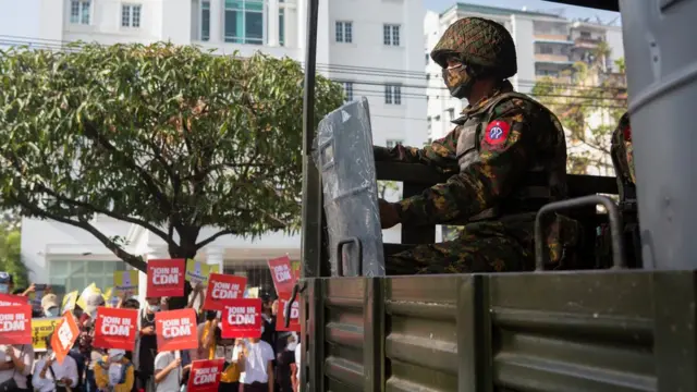 Kudeta, Myanmar, protes, Yangon, junta militer