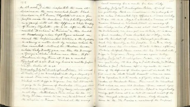 Страница дневника короля Георга V с записями сделанными в день, когда он узнал о расстреле своего кузена Николая II и его семьи