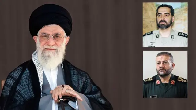 از بالا سرتیپ محمدرضا آشتیانی و سرتیپ پاسدار غلامرضا سلیمانی.