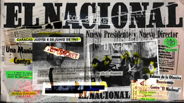 Composición con recortes de periódicos y documentos.