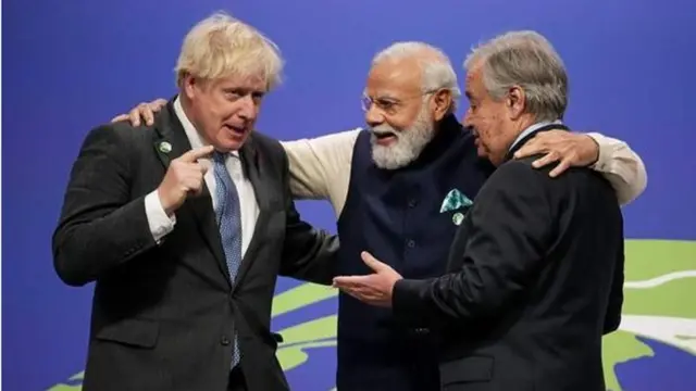 బ్రిటన్ ప్రధాని బోరిస్ జాన్సన్, ఐక్యరాజ్య సమితి సెక్రటరీ జనరల్ ఆంటోనియో గుటెరస్ భారత ప్రధాని మోదీ
