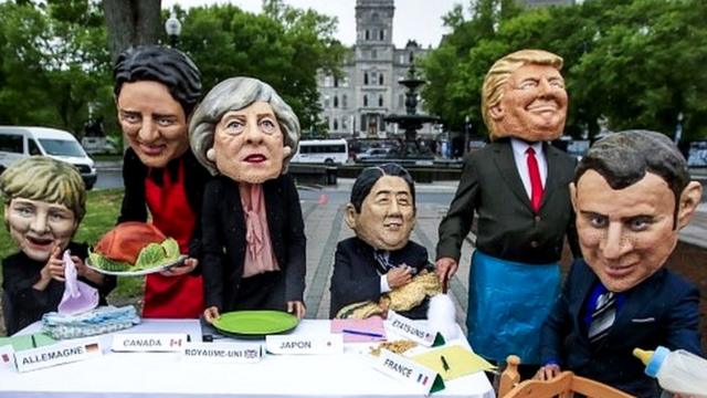Effigies of the leaders of the G7 in Quebec