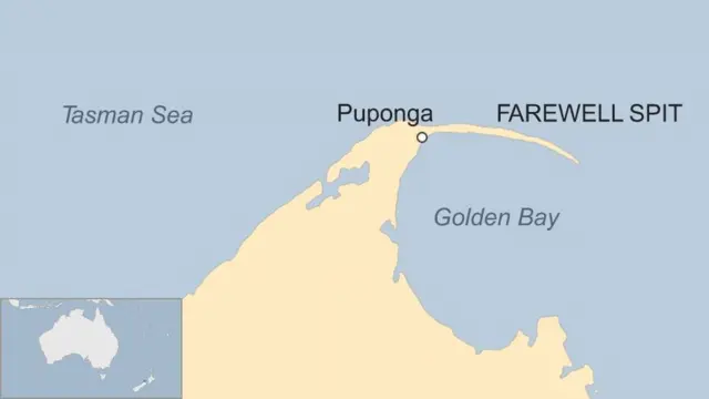 Map showing Golden Bay in New Zealand