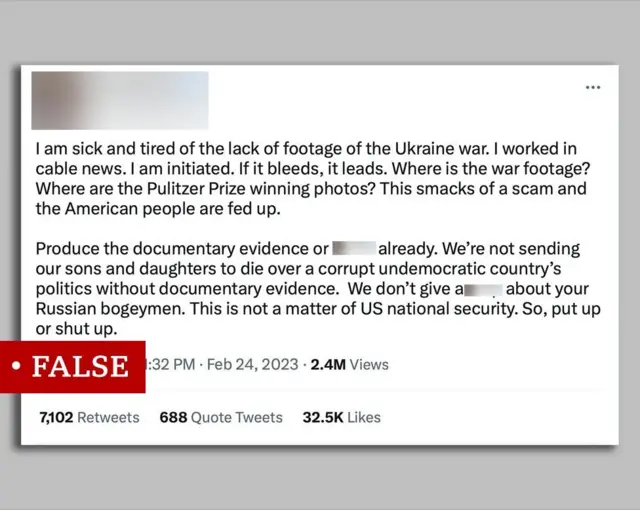 Post com mentiras no Twitter, escritas em inglês