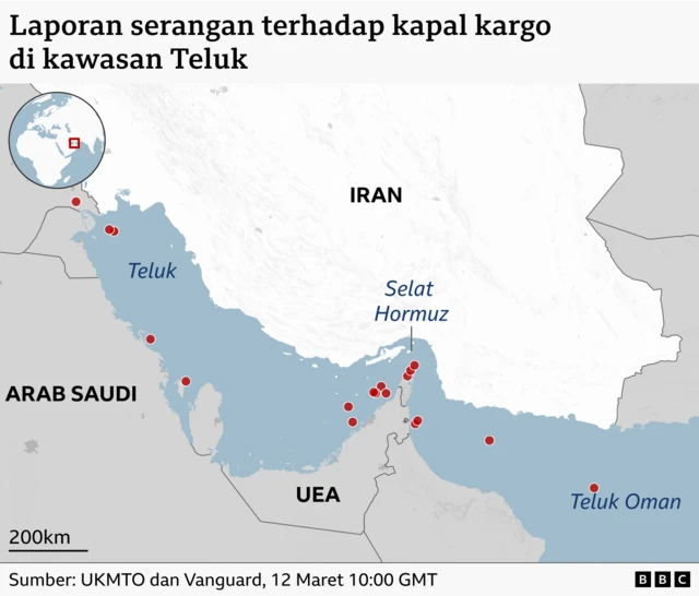 Laporan serangan di Selat Hormuz