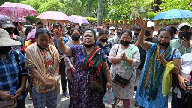 শরণার্থীর স্বীকৃতির দাবিতে দিল্লিতে মিয়ানমারের নাগরিকদের সমাবেশ