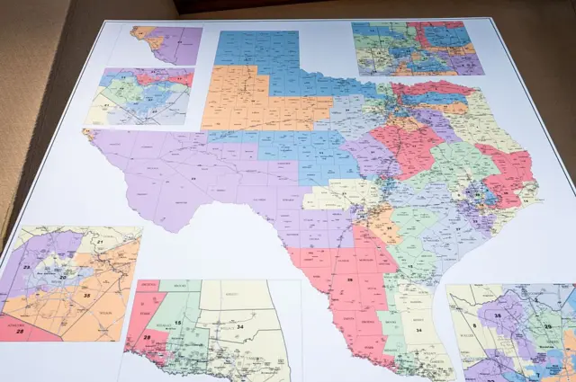 Um mapa mostra os novos distritos no Texas