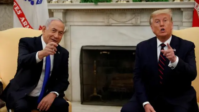 Benjamin Netanyahu e Donald Trump em foto tirada em 15 de setembro de 2020