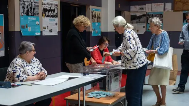 वोटिंग करते हुए फ़्रांसीसी नागरिक