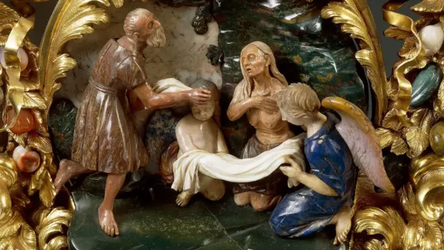 Um relicário italiano do século 18 (ou recipiente de relíquias) representando Santa Maria