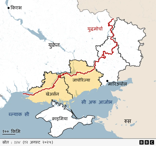 जापरिज्या र खेअर्सन क्षेत्र (पहेँलो रङ्गमा)