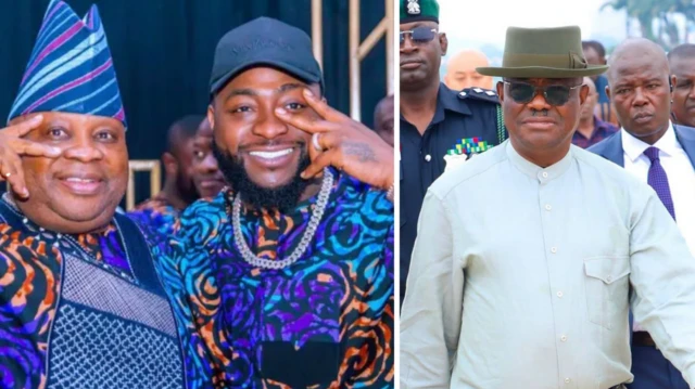 Ademola Adeleke, David Adeleke (Davido) and FCT Minister Nyesom Wike