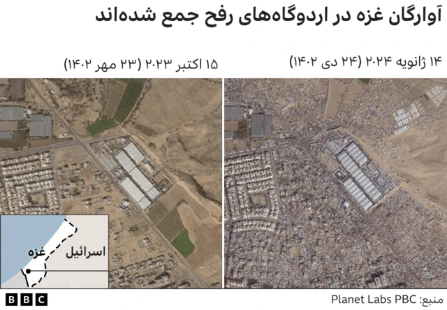 نقشه آوارگان در رفح
