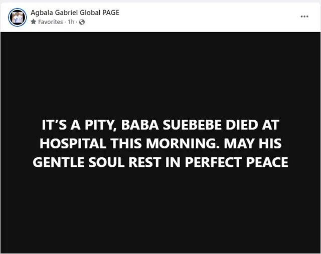 Aworan ọrọ ti Agbala Gabriel gbe sita nipa Iku Sule Suebebe