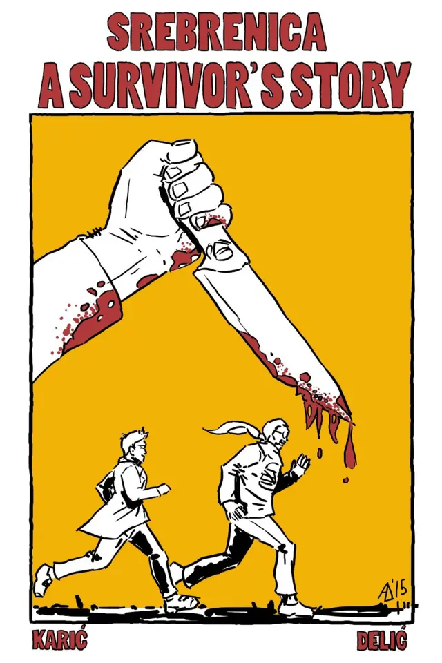 Naslovna stranica stripa 'Prešli su' na engleskom jeziku, objavljenom 2015, povodom dvadesetogodišnjice od genocida u Srebrenici