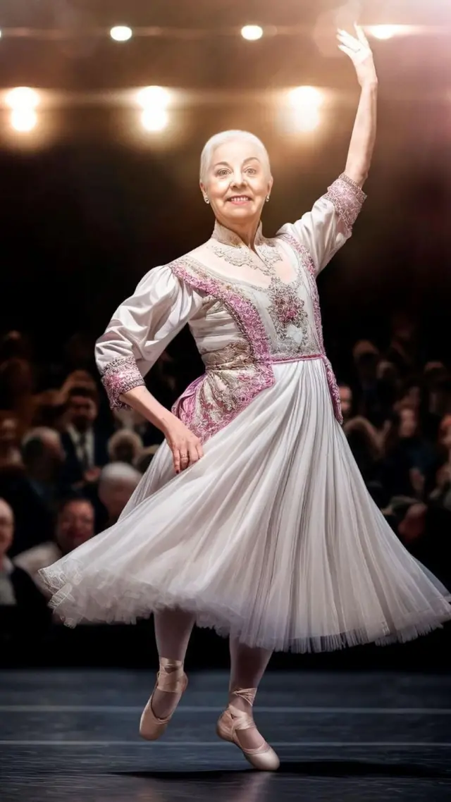 Picha ya Louise inamuonyesha akicheza kwenye siku yake ya kuzaliwa ya miaka 60.