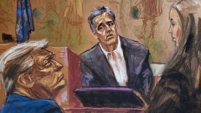 Trump y Michael Cohen en un dibujo del jucio