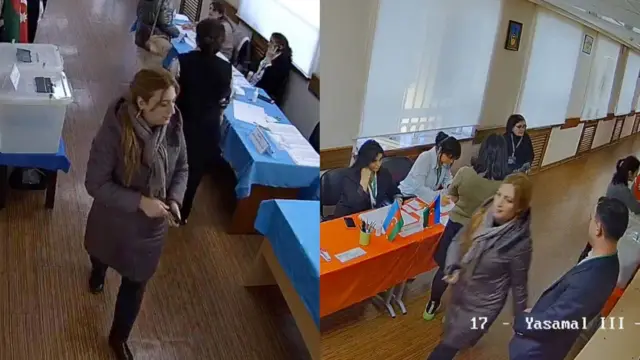 Bakı şəhəri Yasamal rayonu 18 saylı məktəbdəki seçki məntəqəsində "karusel", topa bülleten atma halları