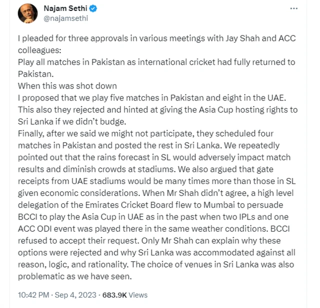 नजम सेठी का ट्वीट