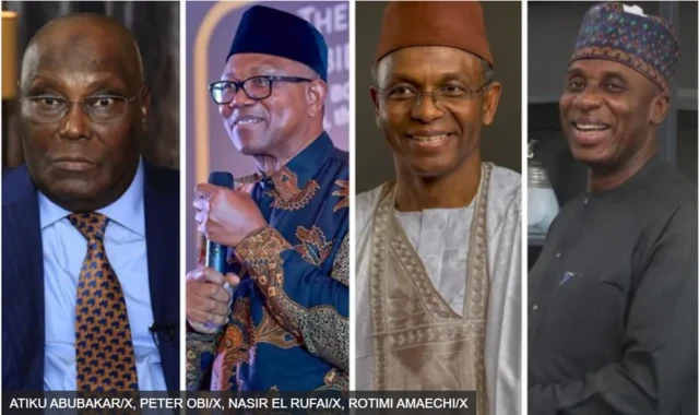 Àwòrán Atiku Abubakar, Peter Obi, Nasir El Rufai, Rotimi Amaechi