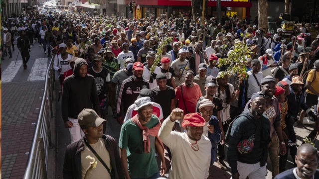 Group of protesters for street for South Africa