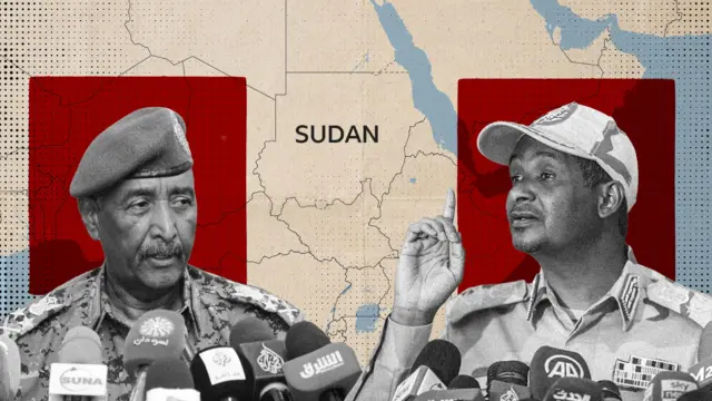Sudan Egemenlik Konseyi Başkanı Abdulfettah el-Burhan ve Hızlı Destek Güçleri'nin lideri Muhammed Hamdan Dagalo.