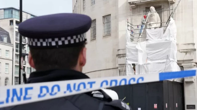 The statue was damaged in January 2022 by a protester