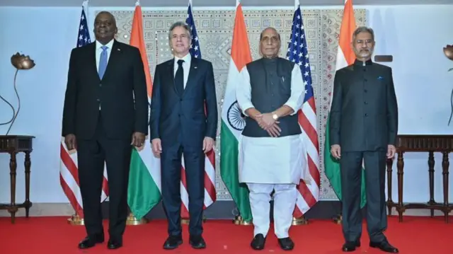 'টু প্লাস টু' বৈঠকে ভারত ও যুক্তরাষ্ট্রের দুই প্রতিরক্ষা ও পররাষ্ট্রমন্ত্রীরা