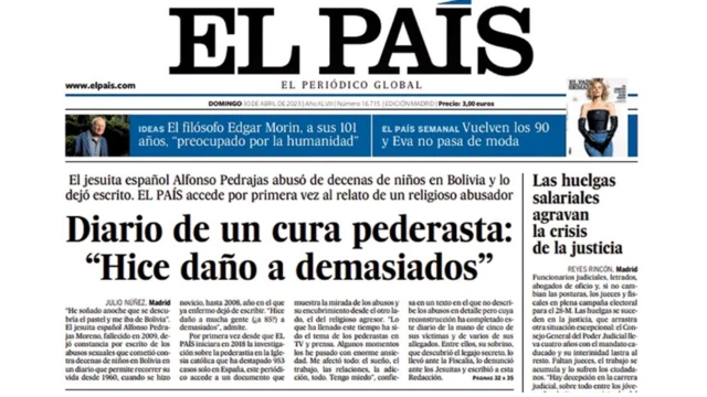 Capa do jornal 'El País'