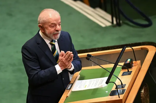 Lula discursando na ONU