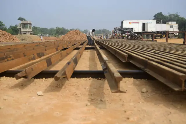 The work of laying railway line on India-Bangladesh border near Agartala is going on. Picture of 2021