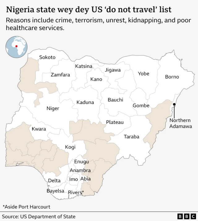 Nigerian states on US 'do not travel' list