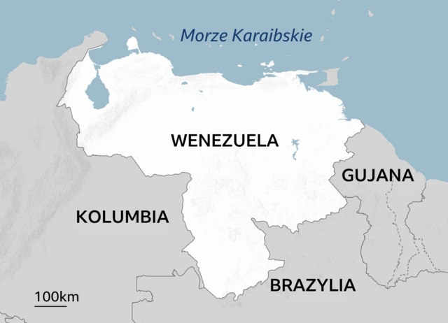 Mapa pokazująca Wenezuelę