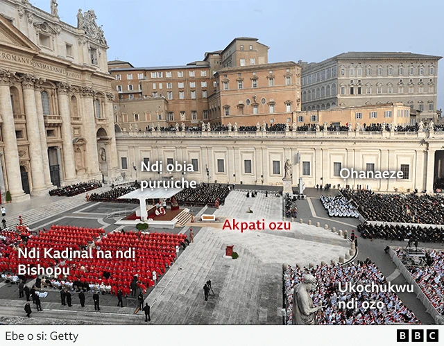 Akwamozu Popu Benedict XVI na St Peter's Square dị na Vatịkan n'ụbọchị 5 Jenụwarị 2023