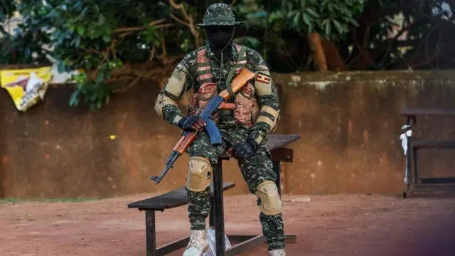 A member of Uganda security forces operates during the opening of ballot boxes during the presidential elections in Kampala, Uganda, 15 January 2026. Eight presidential candidates, including incumbent Yoweri Museveni and NUP candidate Bobi Wine, are vying for the presidency.
Uganda holds presidential elections, Kampala - 15 Jan 2026