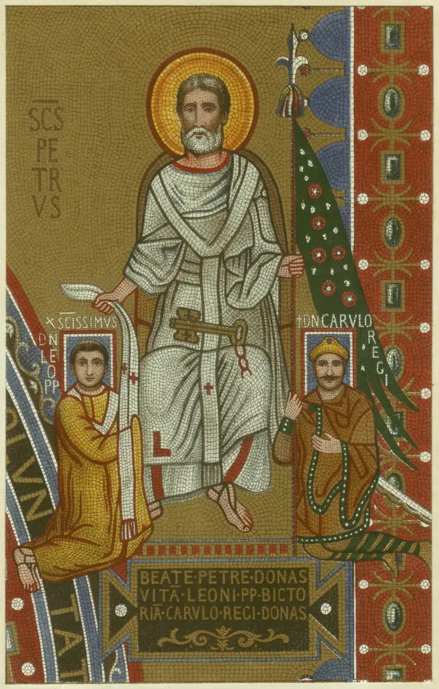 တတိယလီယိုနဲ့ ရှားလမိန်းအလယ်က စိန့်ပီတာပုံ ကျောက်စီပန်းချီ