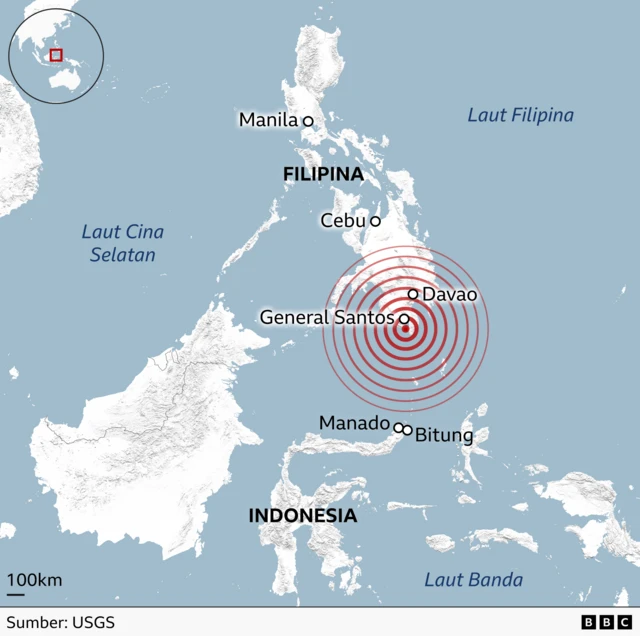 Peta, gempa