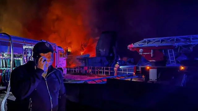 Le gouverneur de Sébastopol, Mikhail Razvozhaev, après l'attaque au missile sur le chantier naval de Sébastopol le 13 septembre. 