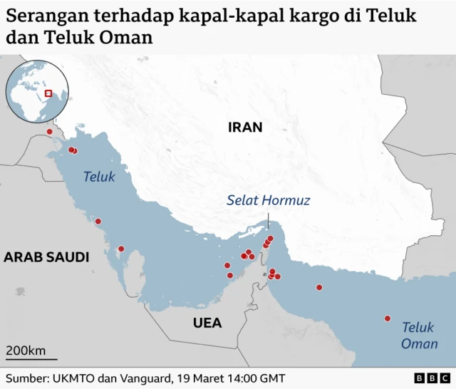 Serangan terhadap kapal-kapal kargo di Selat Hormuz