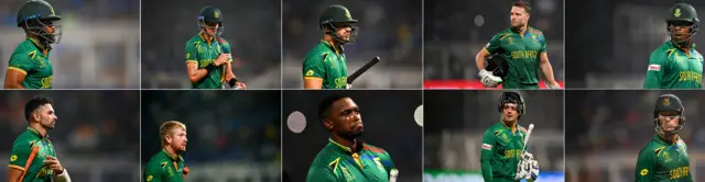 आउट होने के बाद दक्षिण अफ़्रीकी टीम के सभी 10 बल्लेबाज़ों की तस्वीर