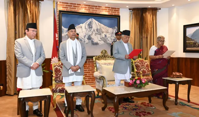 शीतल निवासमा भएको शपथ ग्रहण समारोहको दृश्य