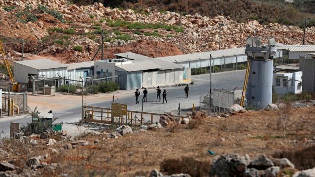 Israeli soldiers take position during clashes following a demonstration in solidarity with Palestinian prisoners held in Israeli jails at Israel's Ofer Prison in the Israeli-occupied West Bank on 5 October 2019