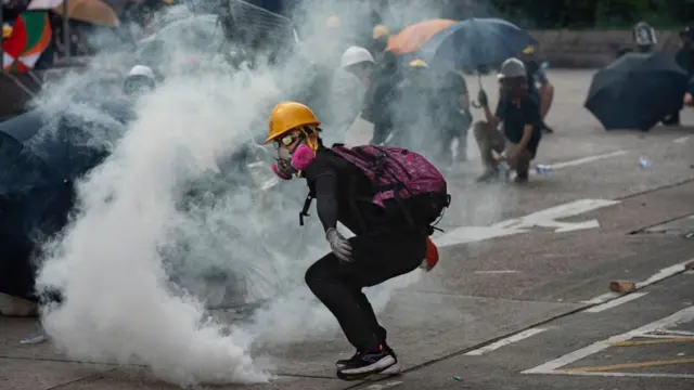 Manifestantes en Hong Kong