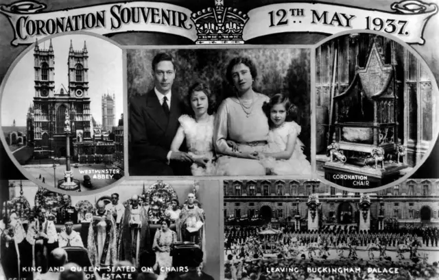 Черно-белая памятная открытка к коронации Георга VI