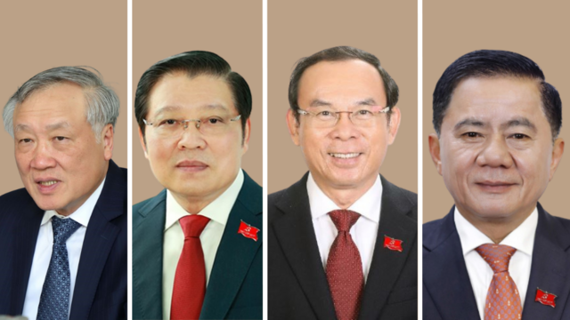 Từ trái qua: ông Nguyễn Hòa Bình, ông Phan Đình Trạc, ông Nguyễn Văn Nên, ông Trần Cẩm Tú