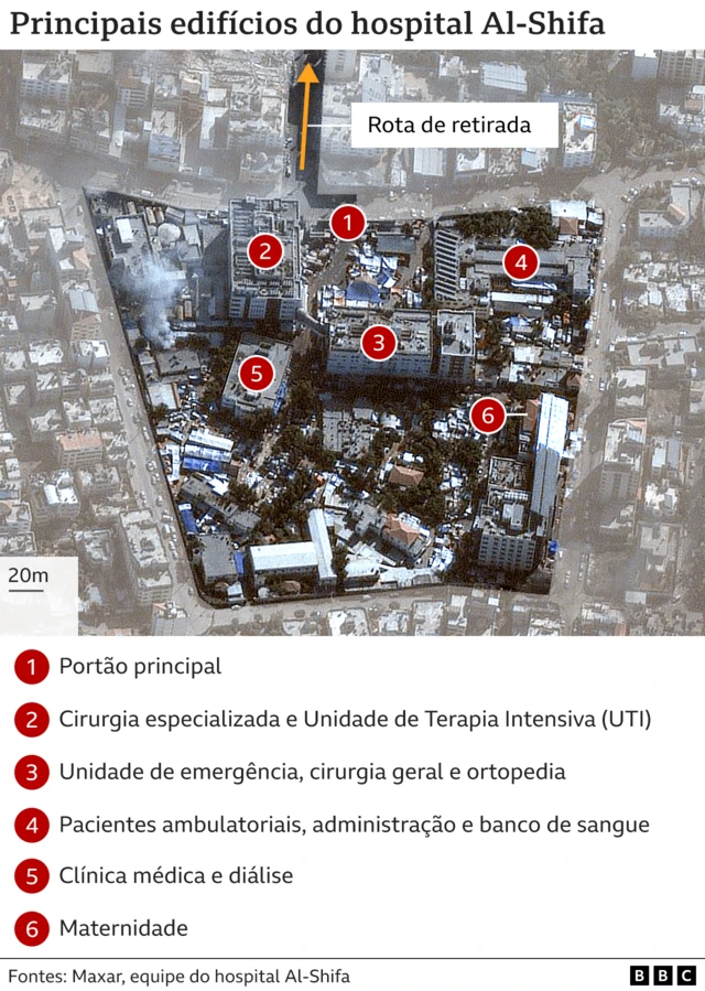 Arte feita a partirdicas bet365 para hojeimagemdicas bet365 para hojesatélite mostra localizaçãodicas bet365 para hojeedifícios no hospital Al-Shifadicas bet365 para hojeGaza