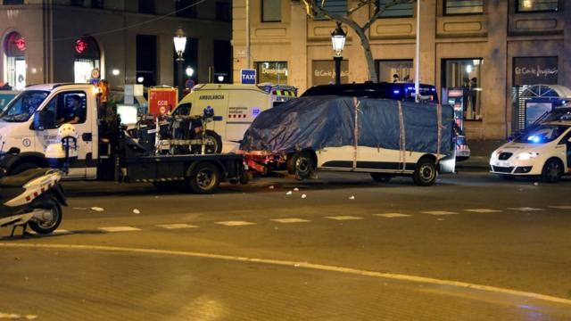 รถตู้ที่คนร้ายใช้ในการก่อเหตุโจมตีในนครบาร์เซโลนา